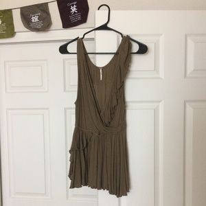 Free people olive ruffle tank top